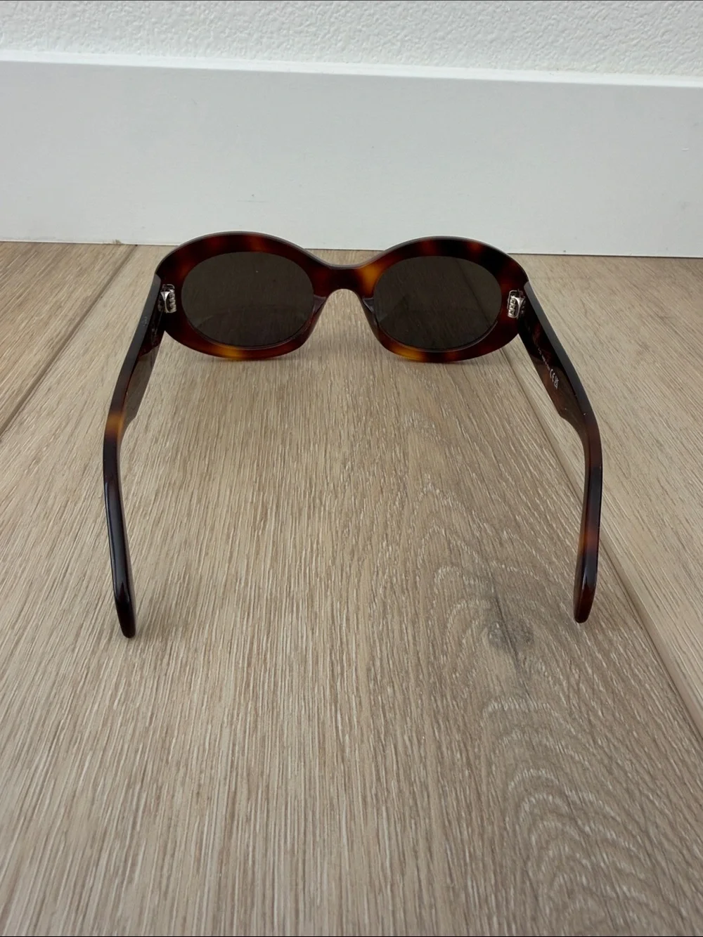 Celine Tortoiseshell Round Sunglasses with Gold Logo
